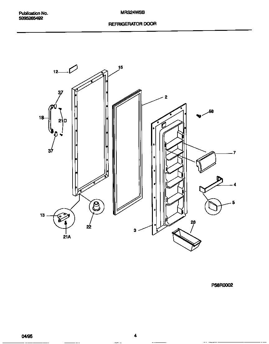 Universal/Multiflex (Frigidaire) MRS24WSBD0 refrigerator door diagram