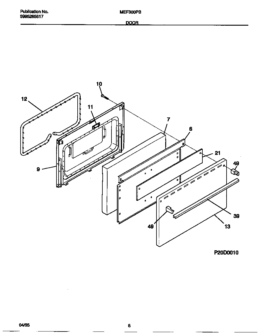Universal/Multiflex (Frigidaire) MEF300PBWC door diagram