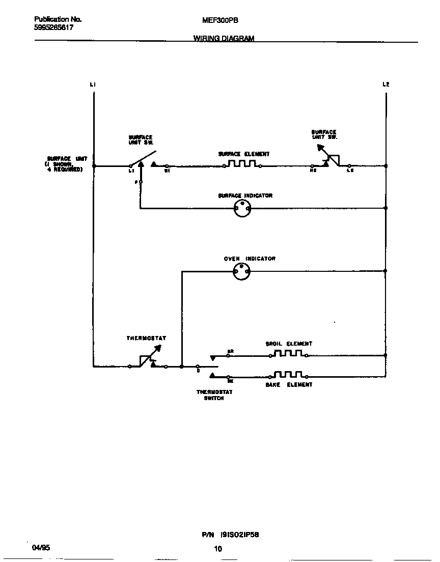 Universal/Multiflex (Frigidaire) MEF300PBWC wiring diagram diagram