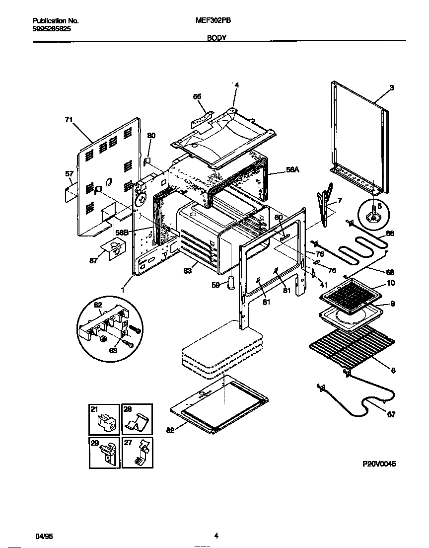 Universal/Multiflex (Frigidaire) MEF302PBWB body diagram