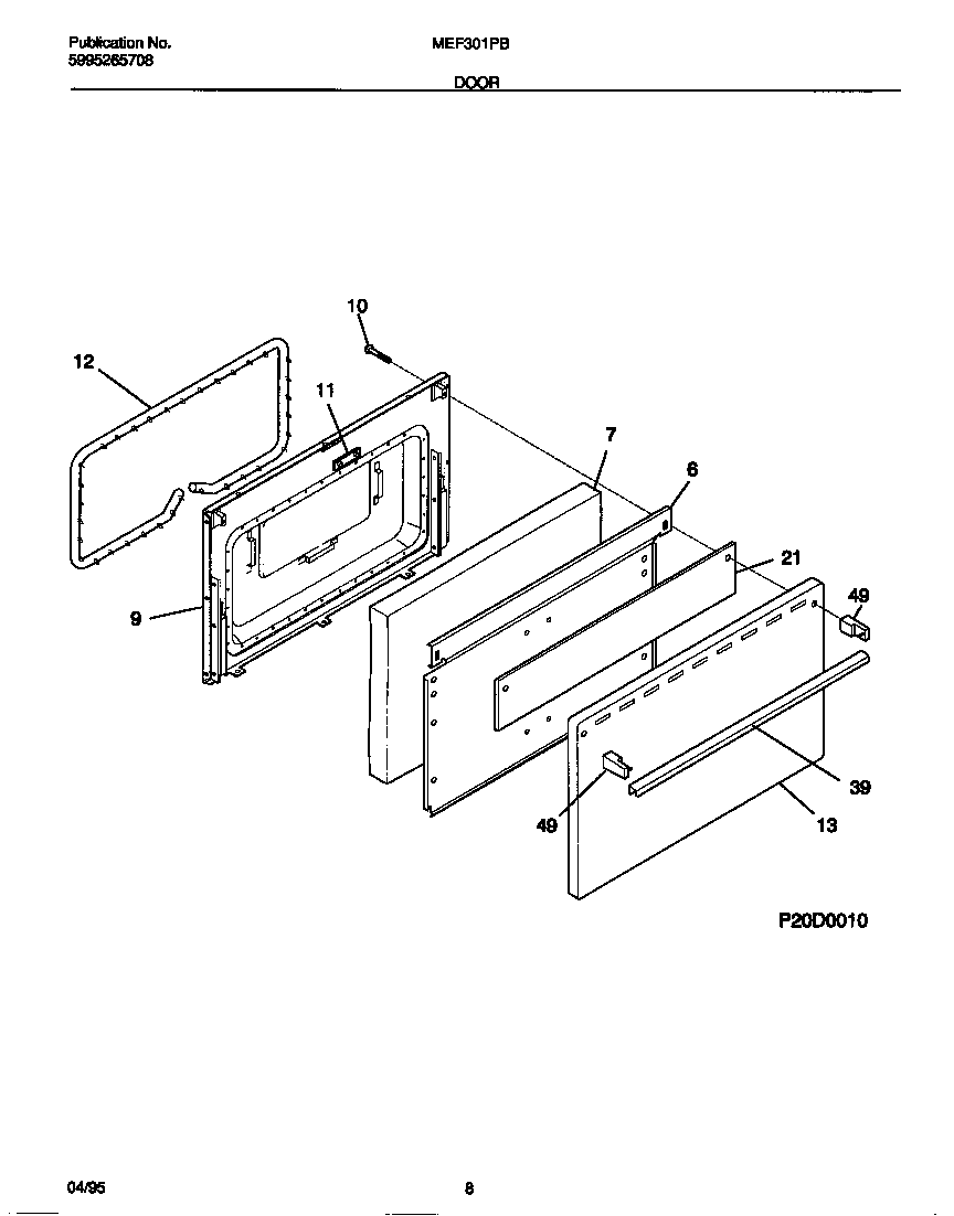 Universal/Multiflex (Frigidaire) MEF301PBDB door diagram