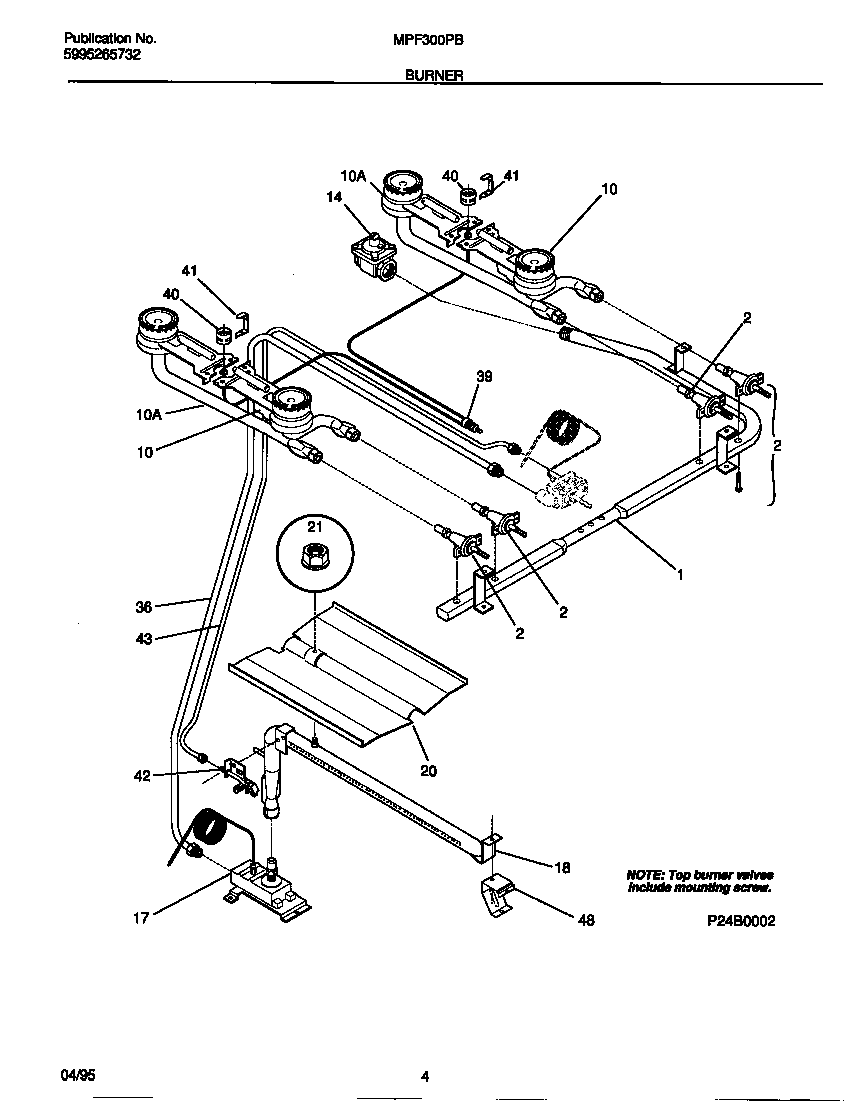 Universal/Multiflex (Frigidaire) MPF300PBDB burner diagram
