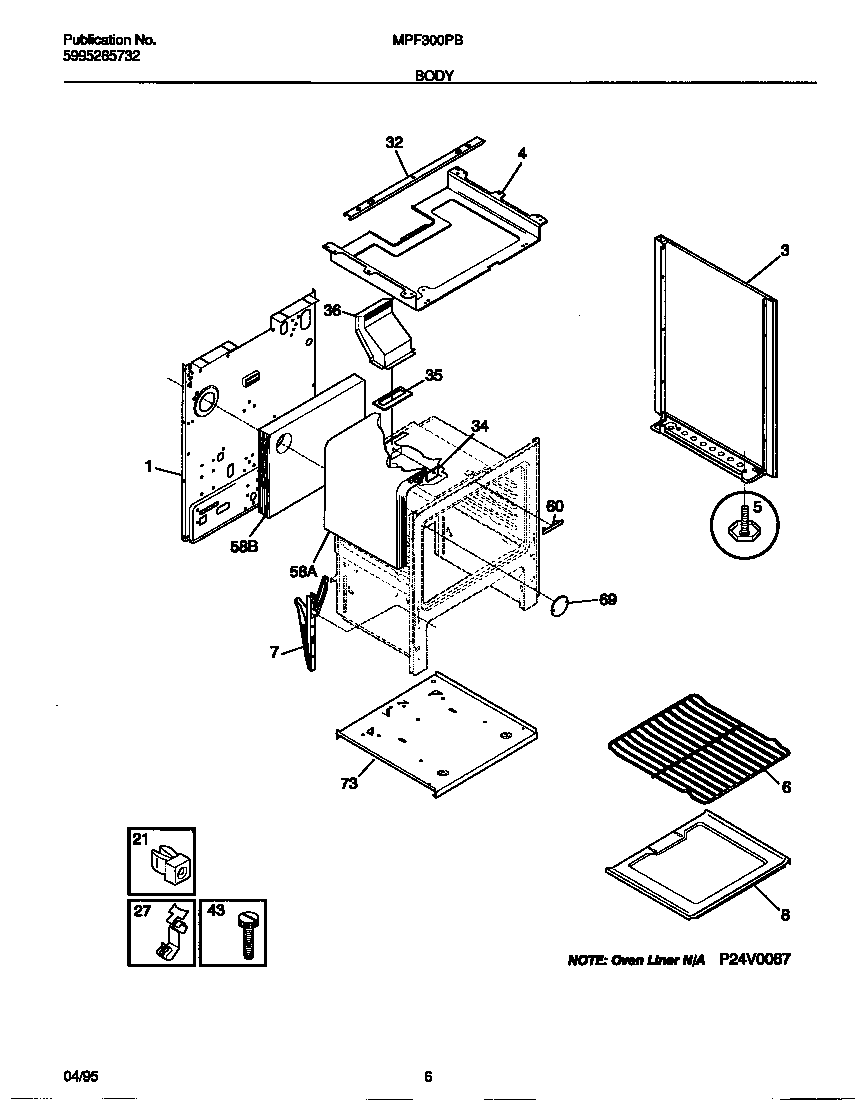 Universal/Multiflex (Frigidaire) MPF300PBDB body diagram