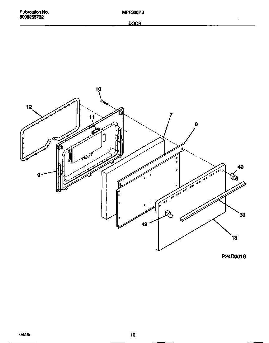 Universal/Multiflex (Frigidaire) MPF300PBDB door diagram