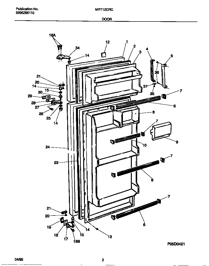 Universal/Multiflex (Frigidaire) MRT12CRCW1 door diagram