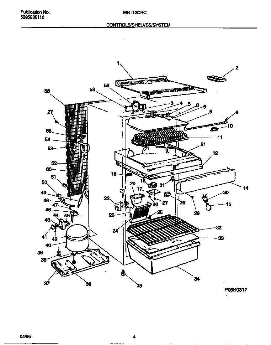 Universal/Multiflex (Frigidaire) MRT12CRCW1 controls/shelves/system diagram