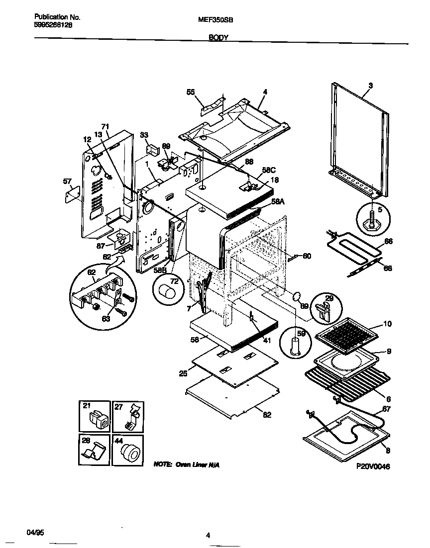 Universal/Multiflex (Frigidaire) MEF350SBDA body diagram