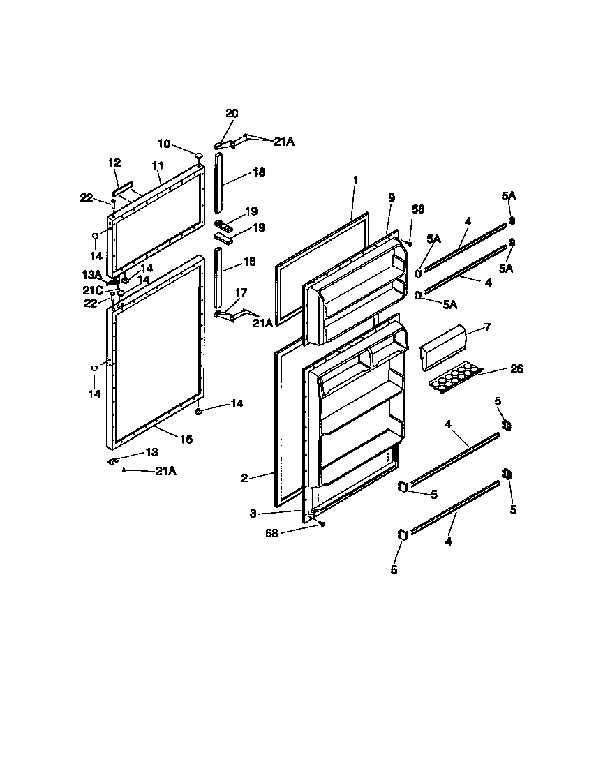 Universal/Multiflex (Frigidaire) MRT18DNCW0 door diagram