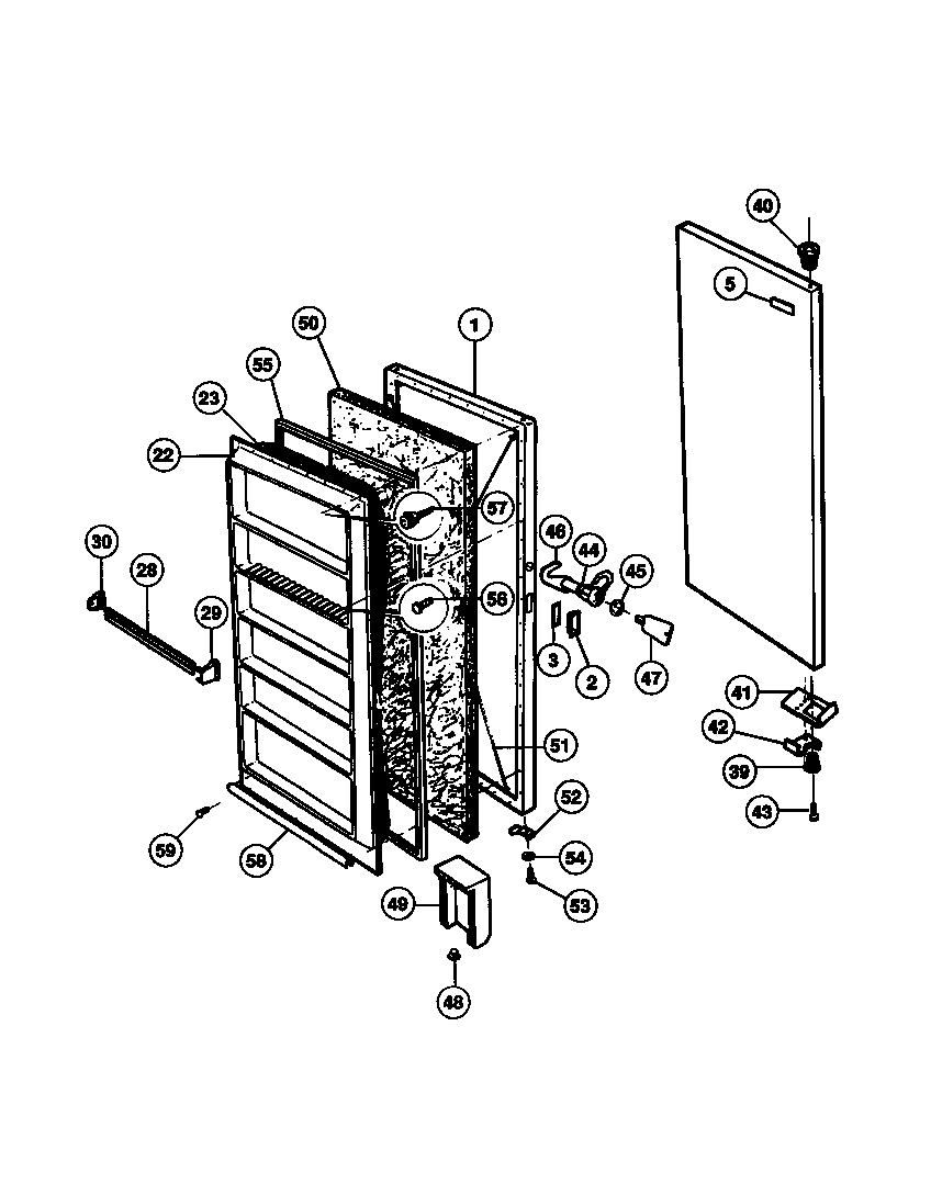 Universal/Multiflex (Frigidaire) MFU16F3BW2 door diagram