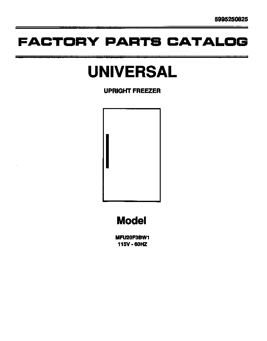 Universal/Multiflex (Frigidaire) MFU20F3BW2 cover page diagram