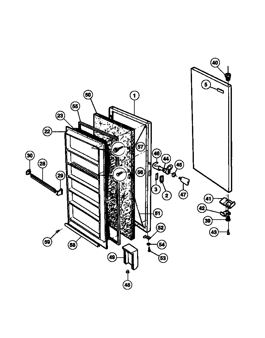 Universal/Multiflex (Frigidaire) MFU20F3BW2 door diagram