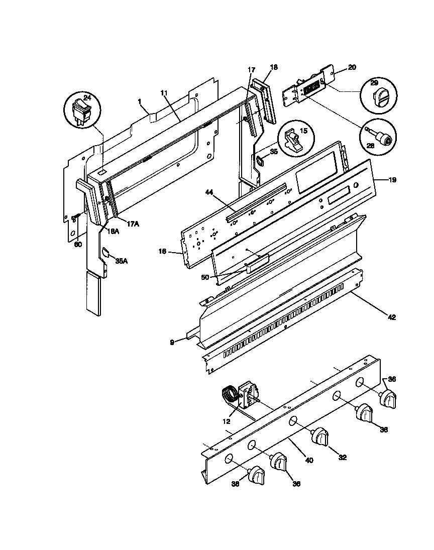 Universal/Multiflex (Frigidaire) MGF345CBSB backguard diagram