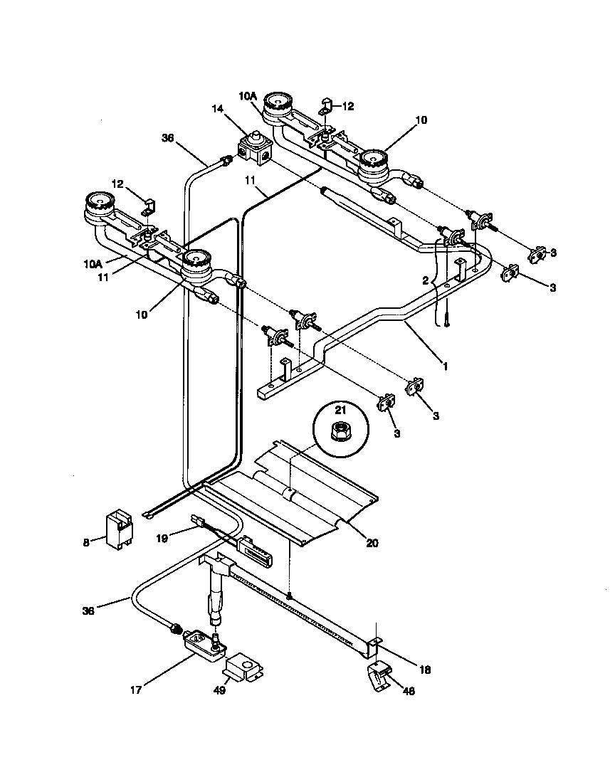 Universal/Multiflex (Frigidaire) MGF345CBSB burner diagram