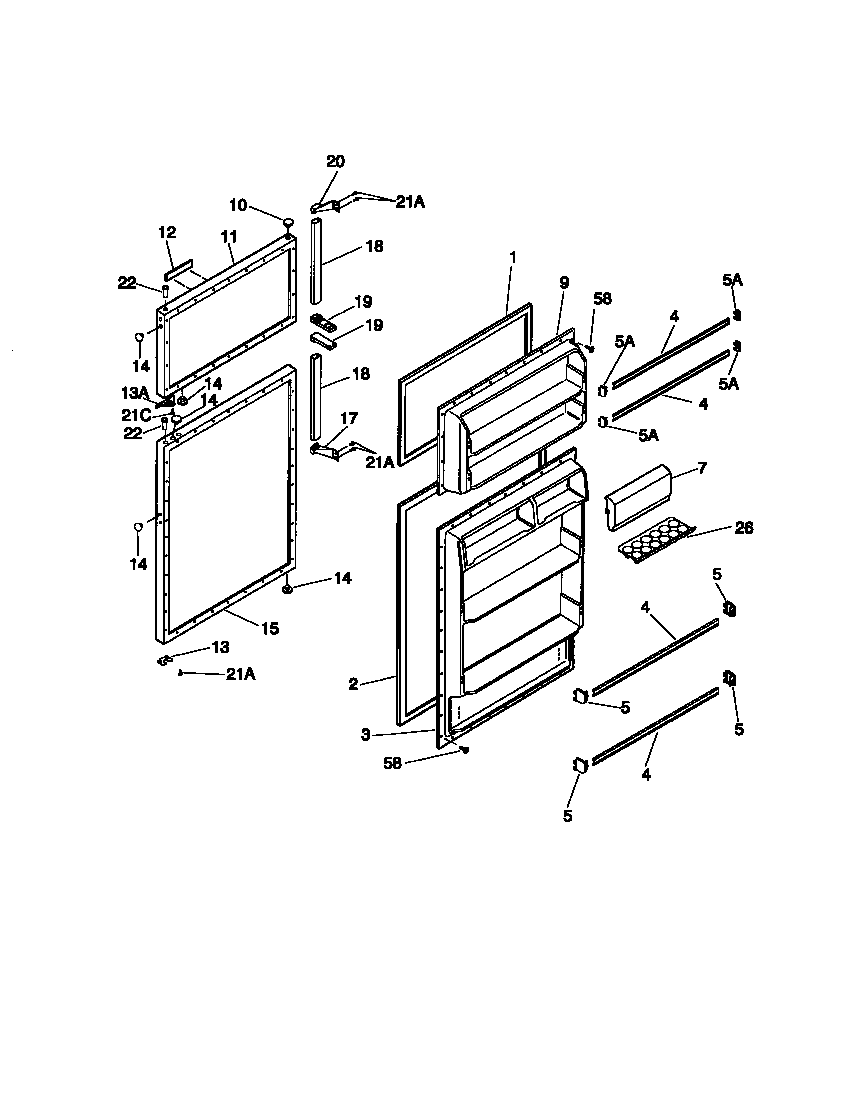 Universal/Multiflex (Frigidaire) MRT18CSCD0 door diagram