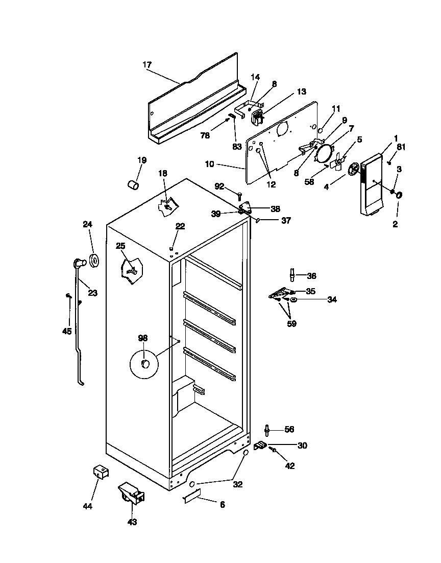 Universal/Multiflex (Frigidaire) MRT18CSCD0 cabinet diagram