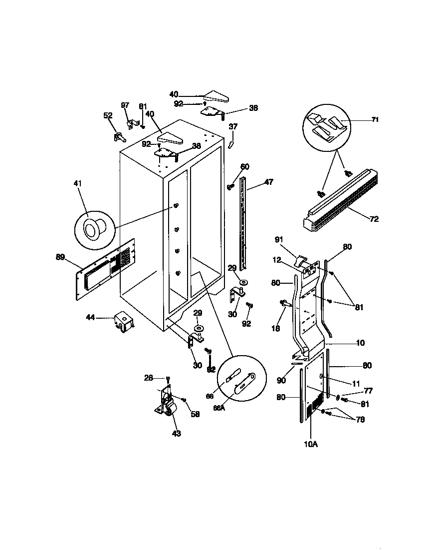 Universal/Multiflex (Frigidaire) MRS20PRCW0 cabinet diagram