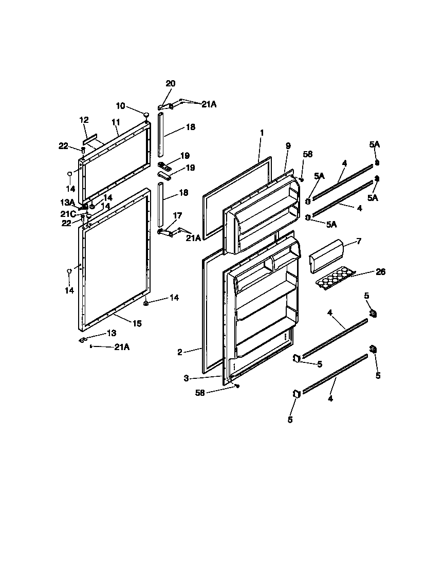 Universal/Multiflex (Frigidaire) MRT15DNCD0 door diagram