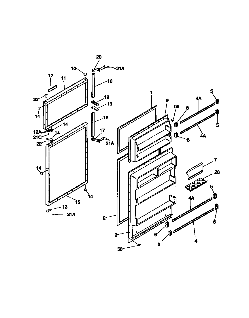 Universal/Multiflex (Frigidaire) MRT21TNBD2 door diagram