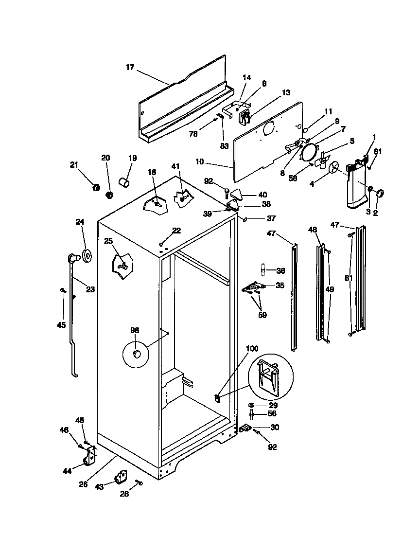 Universal/Multiflex (Frigidaire) MRT21TNBD2 cabinet diagram