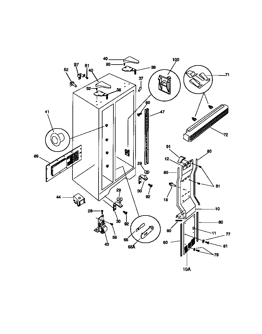 Universal/Multiflex (Frigidaire) MRS20BRCD0 cabinet diagram