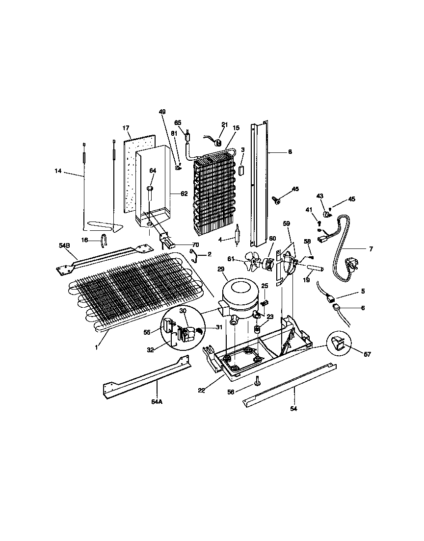 Universal/Multiflex (Frigidaire) MRS20BRCD0 cooling system diagram