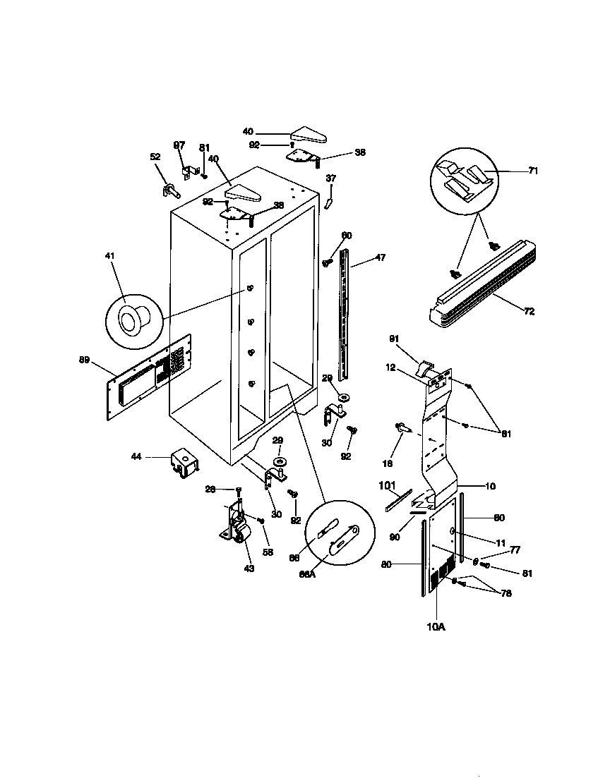 Universal/Multiflex (Frigidaire) MRS22HNCD0 cabinet diagram