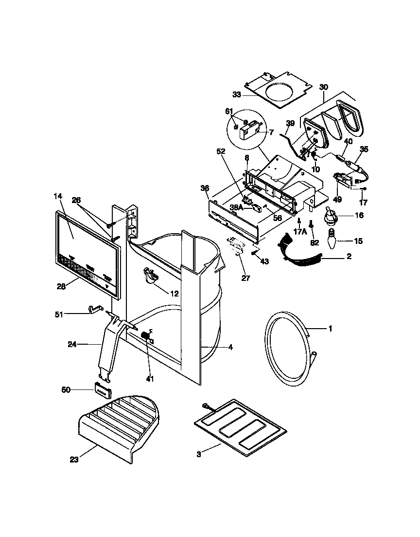 Universal/Multiflex (Frigidaire) MRS24WRCW0 ice and water dispenser diagram