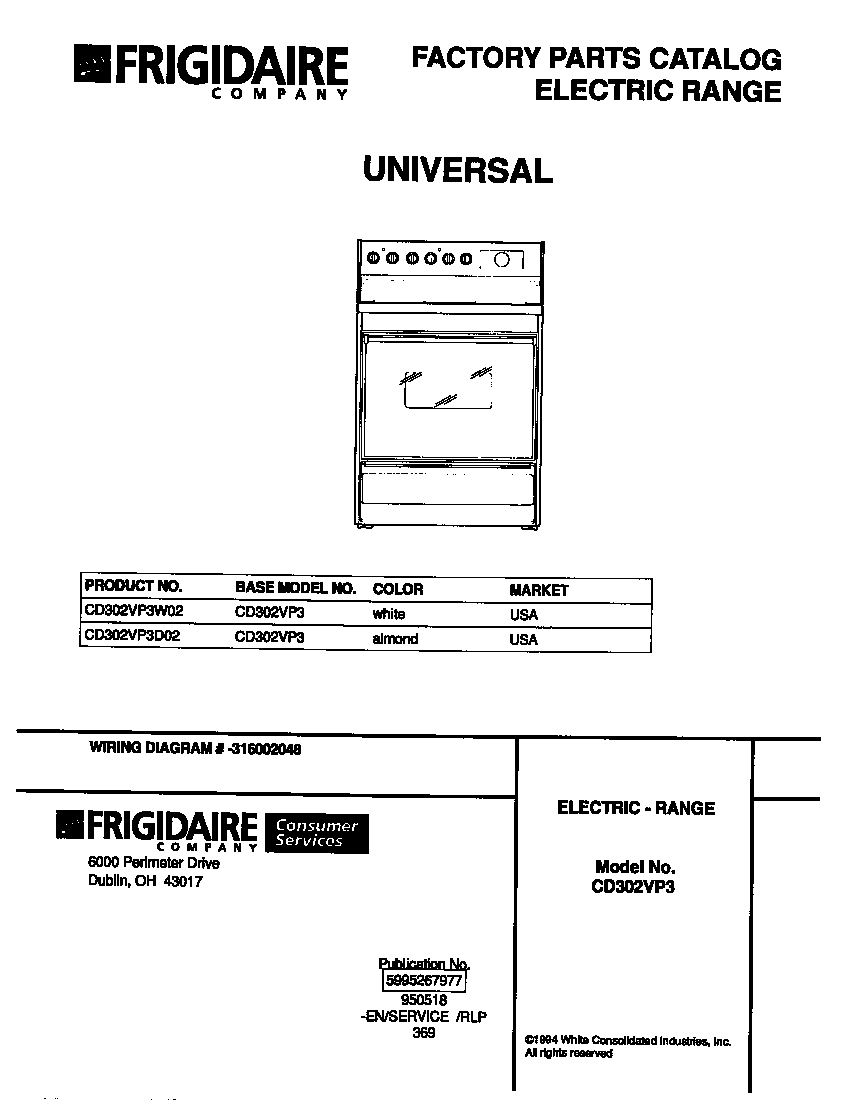 Kelvinator CD302VP3W02 cover diagram