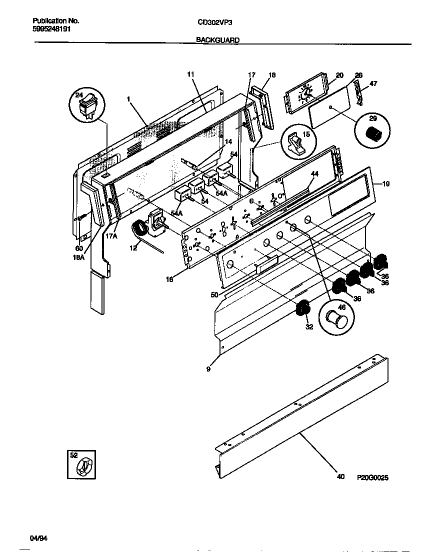 Kelvinator CD302VP3W02 backguard diagram