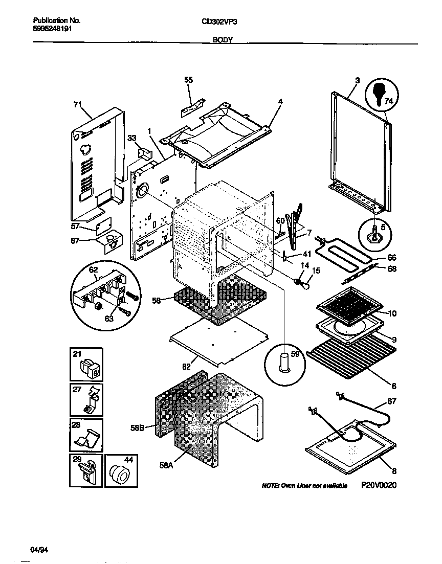 Kelvinator CD302VP3W02 body diagram
