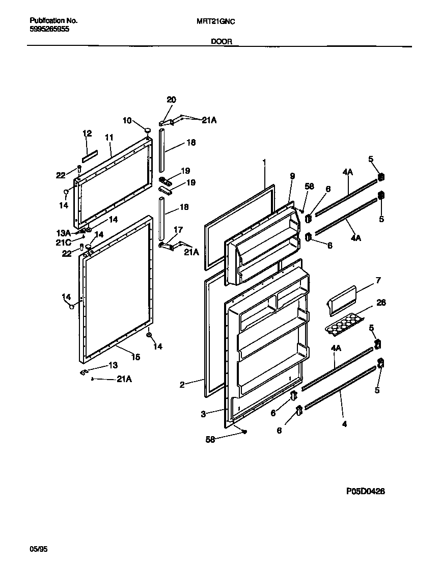 Universal/Multiflex (Frigidaire) MRT21GNCZ0 door diagram
