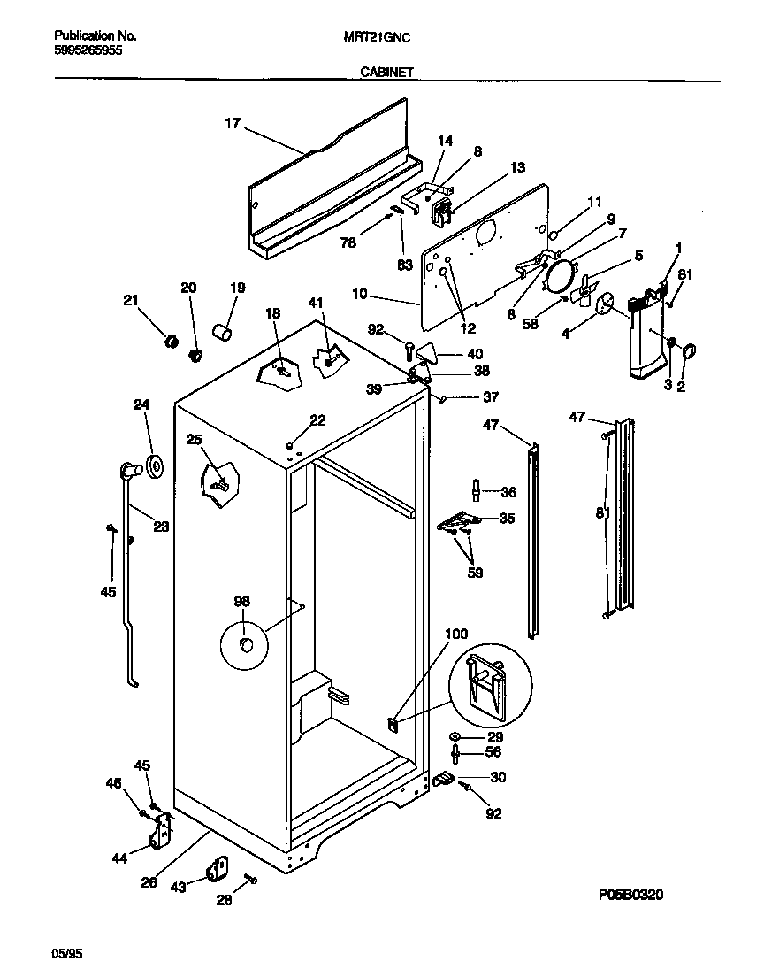 Universal/Multiflex (Frigidaire) MRT21GNCZ0 cabinet diagram