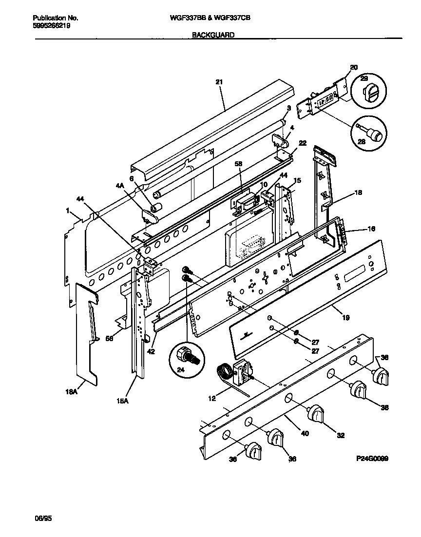 White-Westinghouse WGF337CBSA backguard diagram