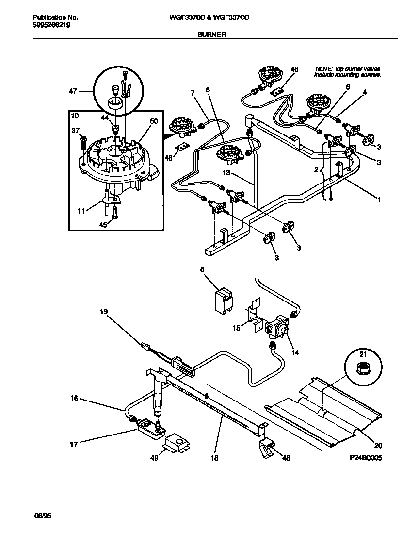 White-Westinghouse WGF337CBSA burner diagram