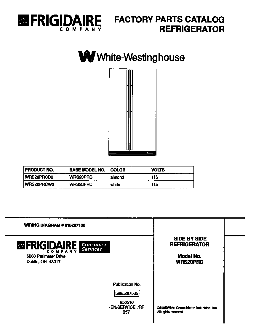 White-Westinghouse WRS20PRCD0 null diagram