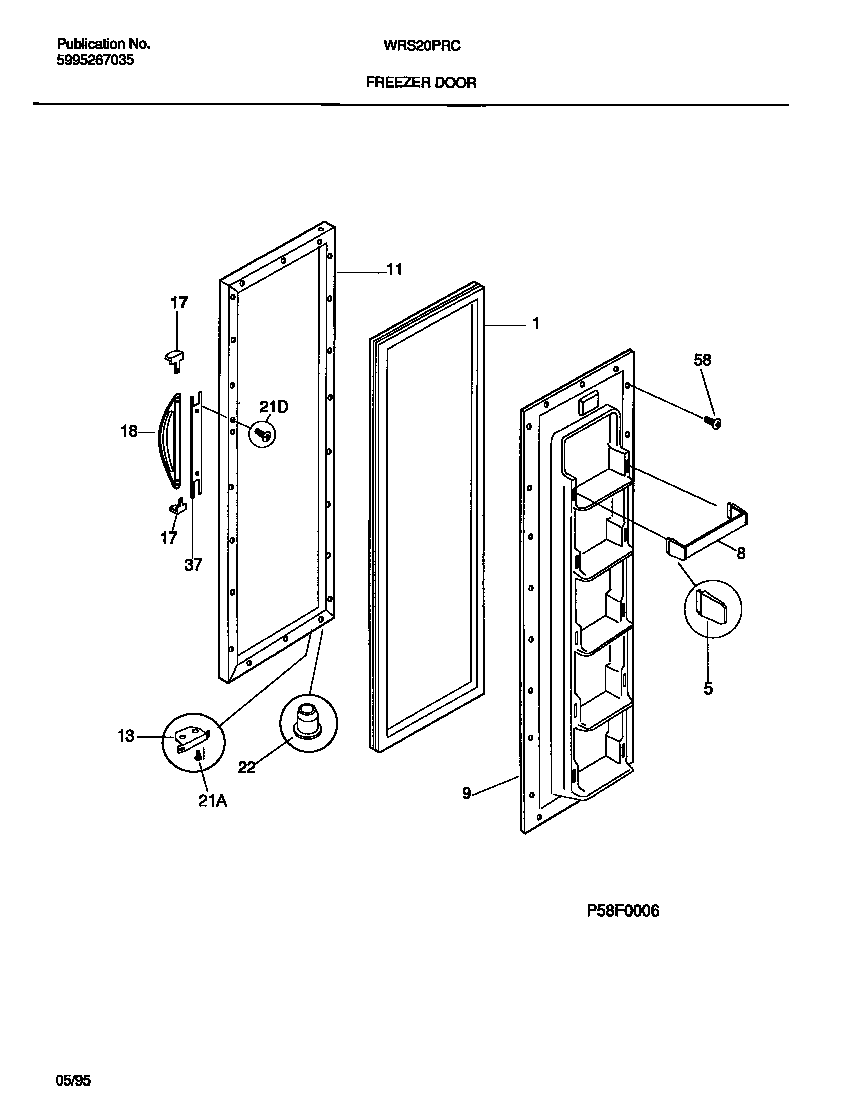 White-Westinghouse WRS20PRCD0 freezer door diagram