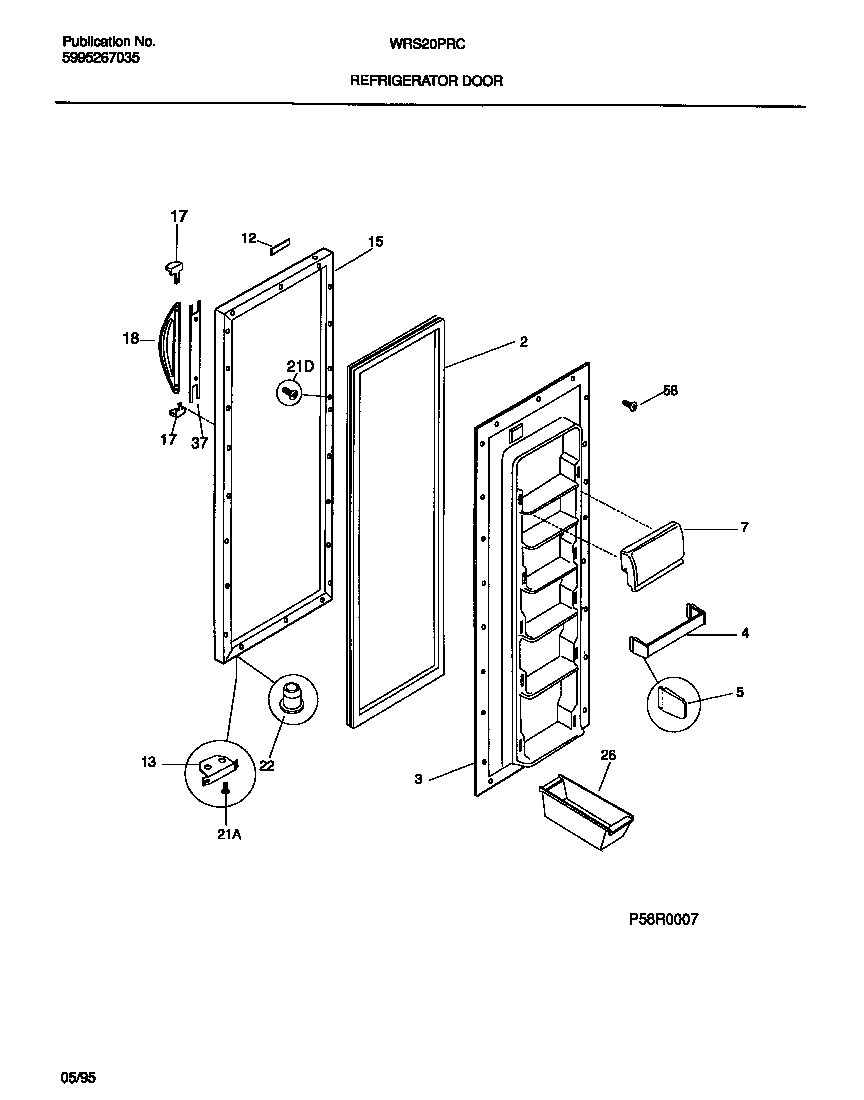 White-Westinghouse WRS20PRCD0 refrigerator door diagram