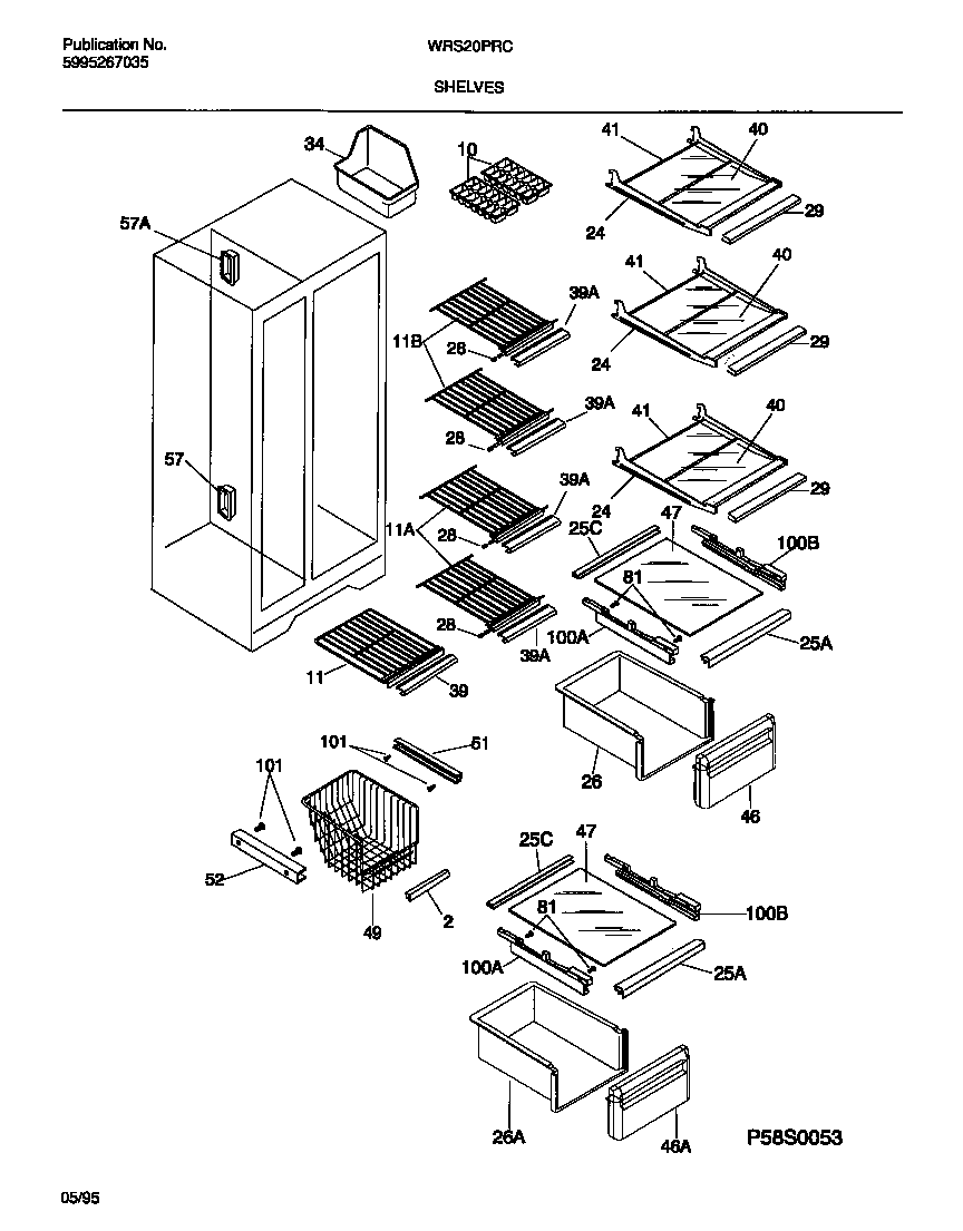 White-Westinghouse WRS20PRCD0 shelves diagram