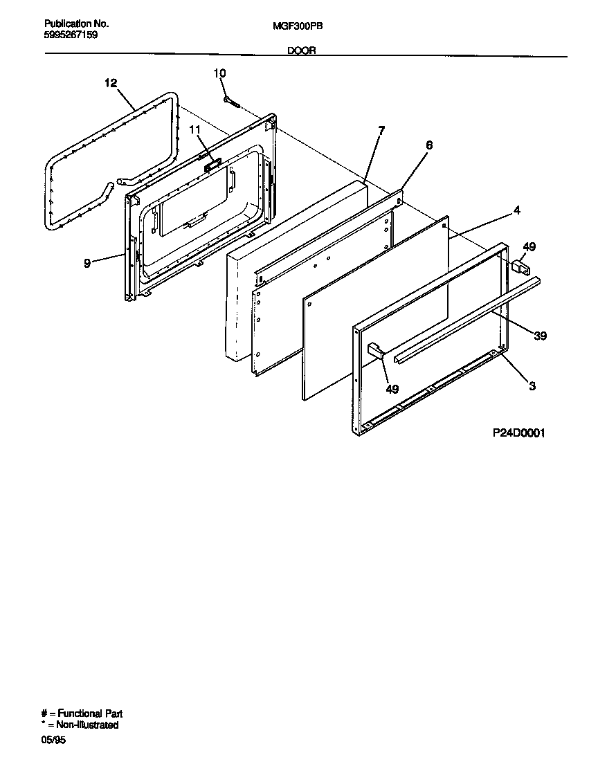 Universal/Multiflex (Frigidaire) MGF300PBWC door diagram