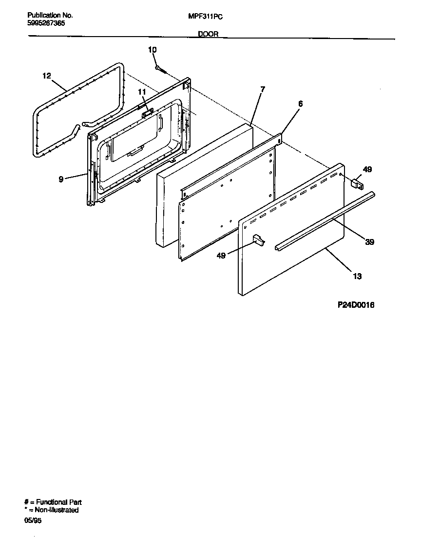 Universal/Multiflex (Frigidaire) MPF311PCDA door diagram