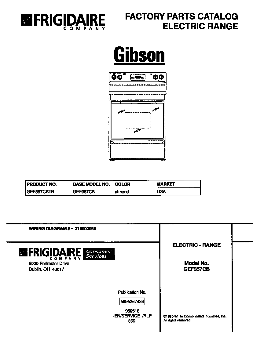 Gibson GEF357CBTB cover diagram