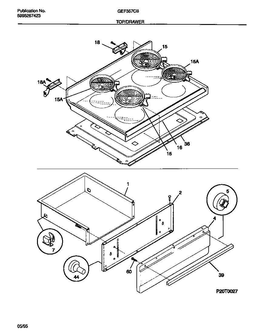 Gibson GEF357CBTB top/drawer diagram