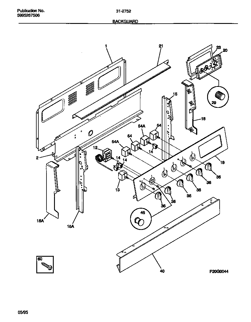 Tappan 31-2752-00-03 backguard diagram