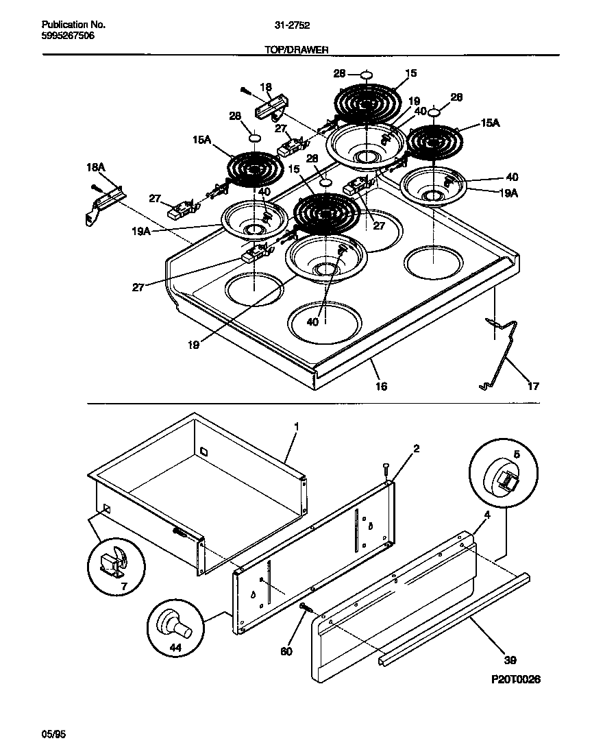 Tappan 31-2752-00-03 top/drawer diagram