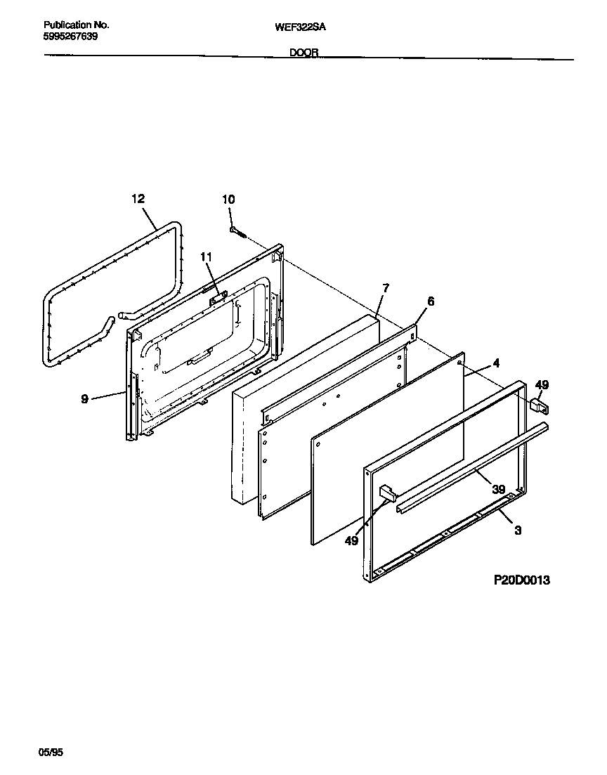 White-Westinghouse WEF322SADB door diagram