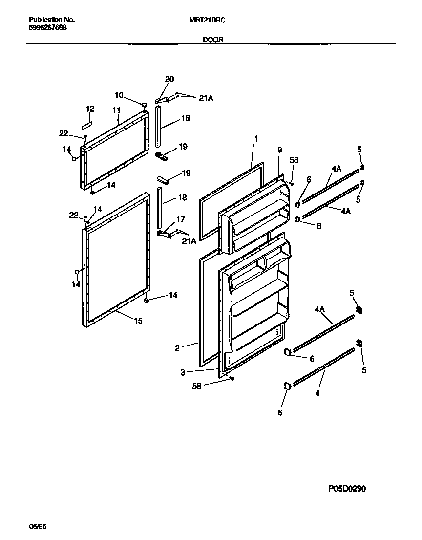 Universal/Multiflex (Frigidaire) MRT21BRCW0 door diagram