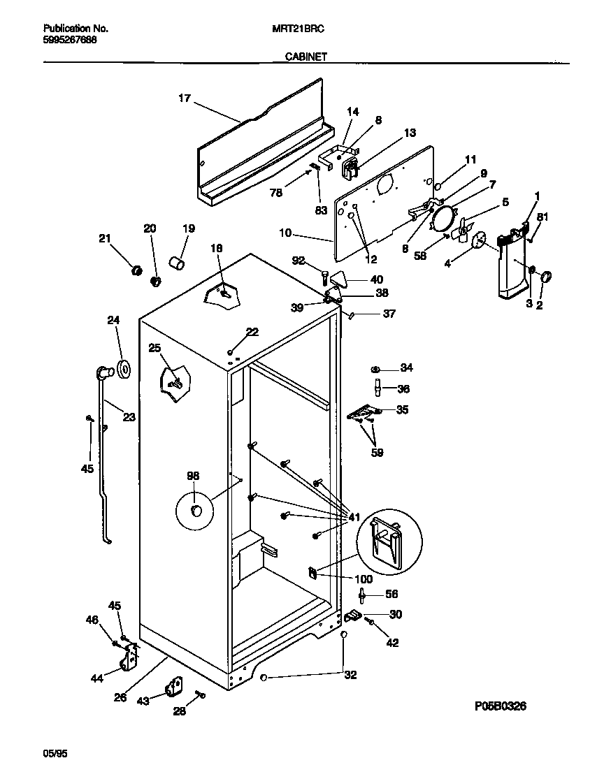 Universal/Multiflex (Frigidaire) MRT21BRCW0 cabinet diagram