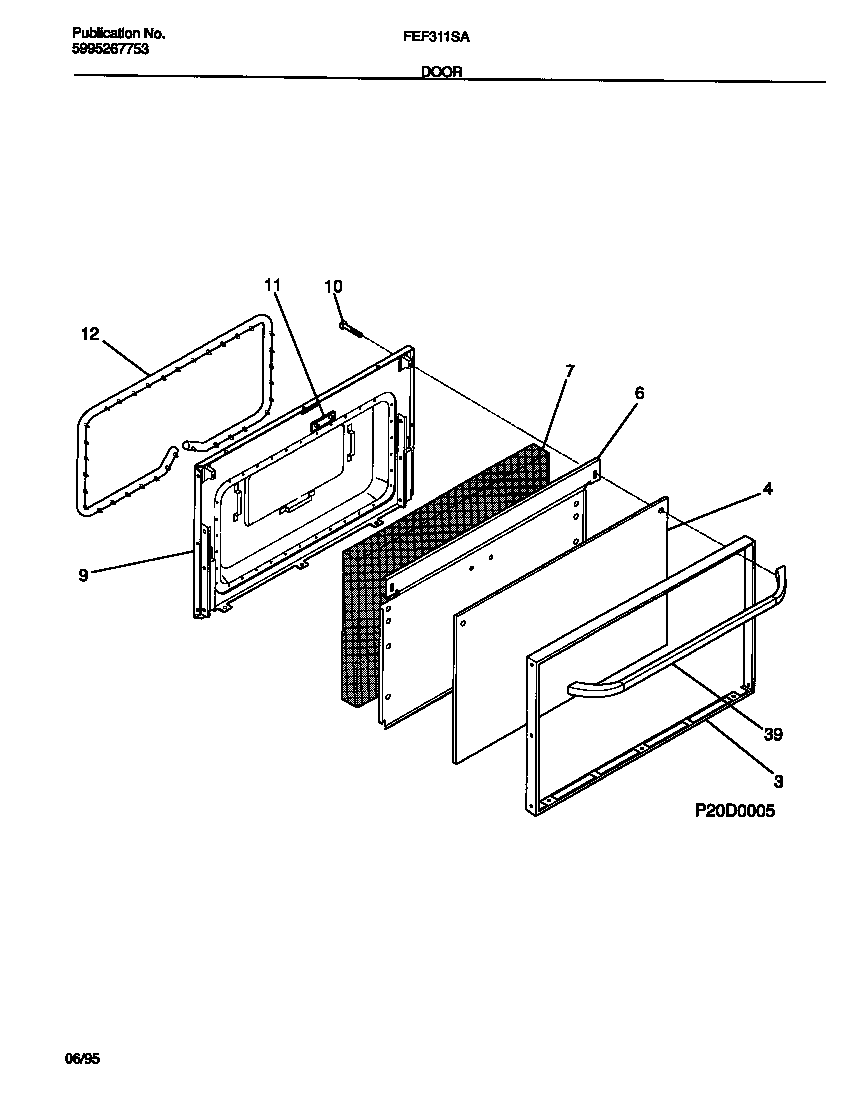 Frigidaire FEF311SADB door diagram