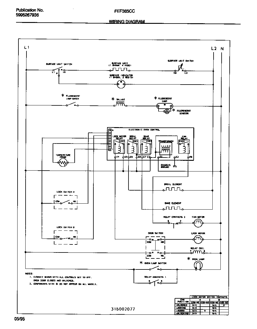 Frigidaire FEF385CCSC wiring diagram diagram