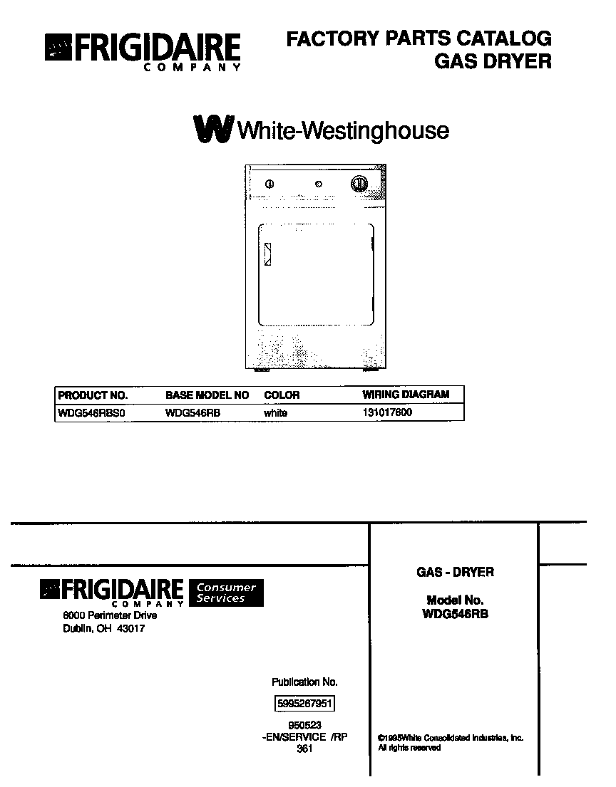 White-Westinghouse WDG546RBS0 null diagram